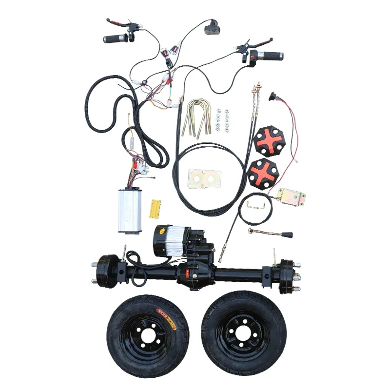 Modified flatbed truck 60V 1500W drum brake electric trolley rear axle drive kits with tire