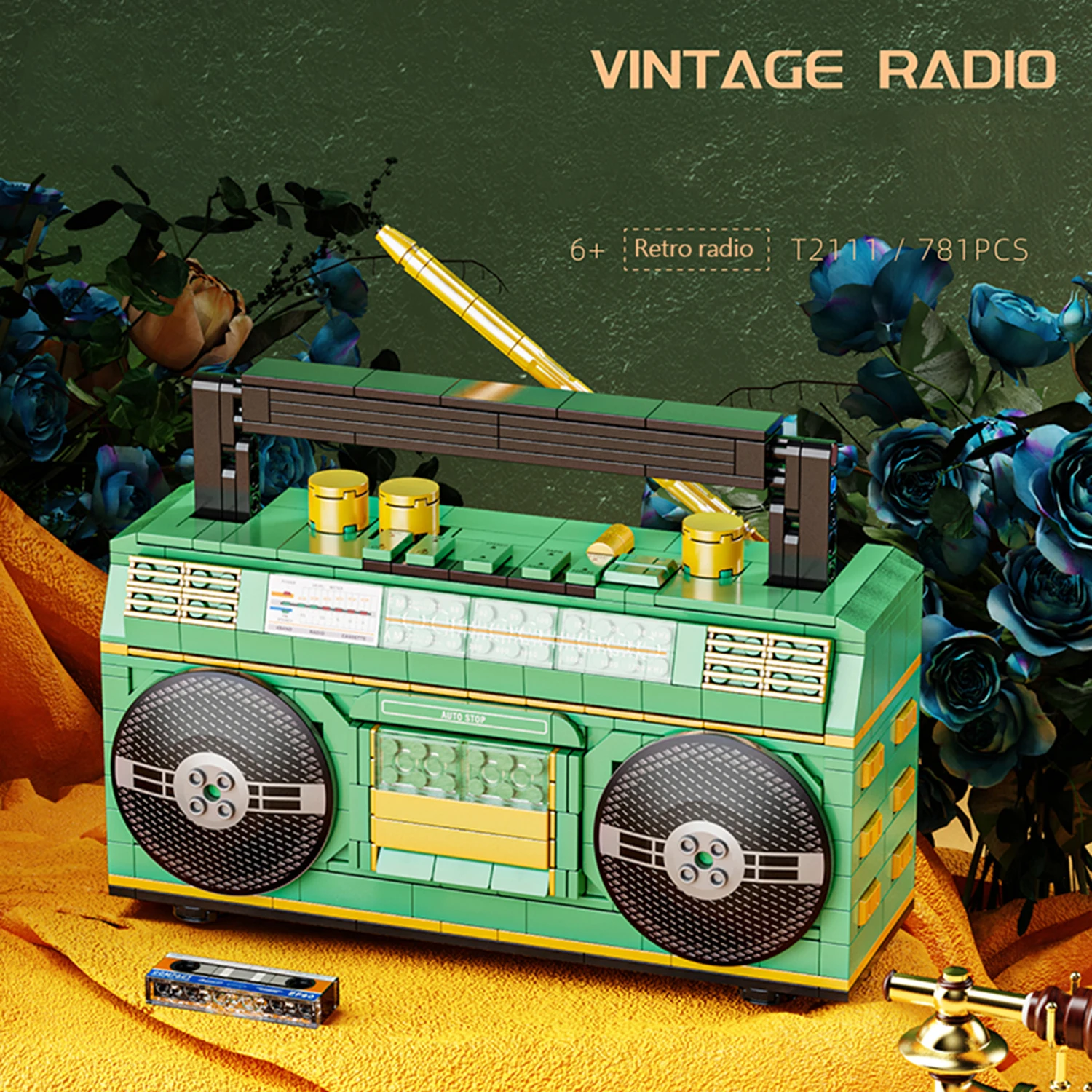 

781pcs Vintage Radio Recorder Building Block Toys Sets 3D Puzzle Model Creative Desk Decor for Collectors Christmas Gifts