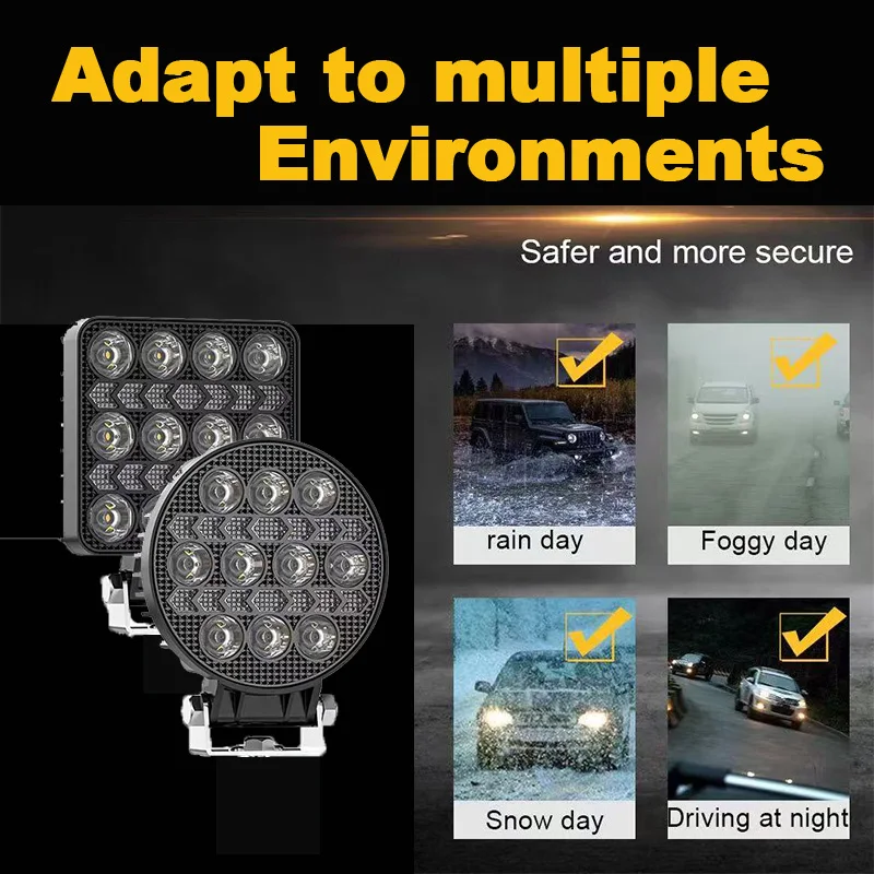 4 بوصة 9-30 فولت مربع/جولة DRL يوم تشغيل أضواء تعديل LED أضواء العمل على الطرق الوعرة أضواء السيارة ATV 4X4 المصابيح الأمامية فلاش