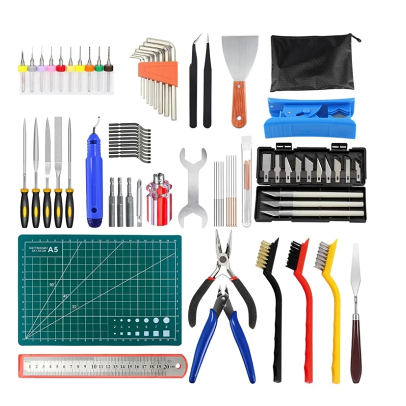 3D Printer Tool Kit, 3D Printer Accessories Includes Deburring Tool, Removal Tools, Tube Cutter, Ruler, Cutting Mat Sets