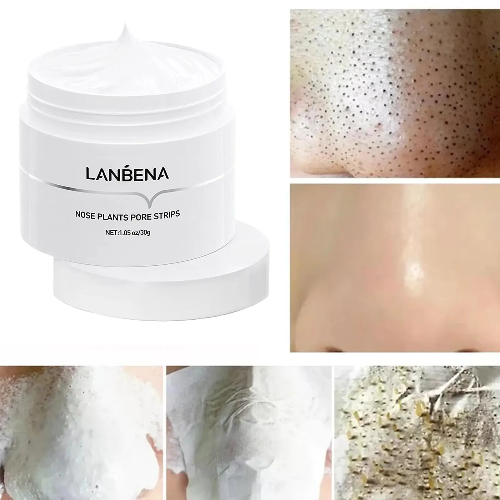 LANBENA-removedor de cravos, máscara de nariz, tira do poro, máscara preta, tratamento de acne, limpeza profunda, cuidados com a pele coreana