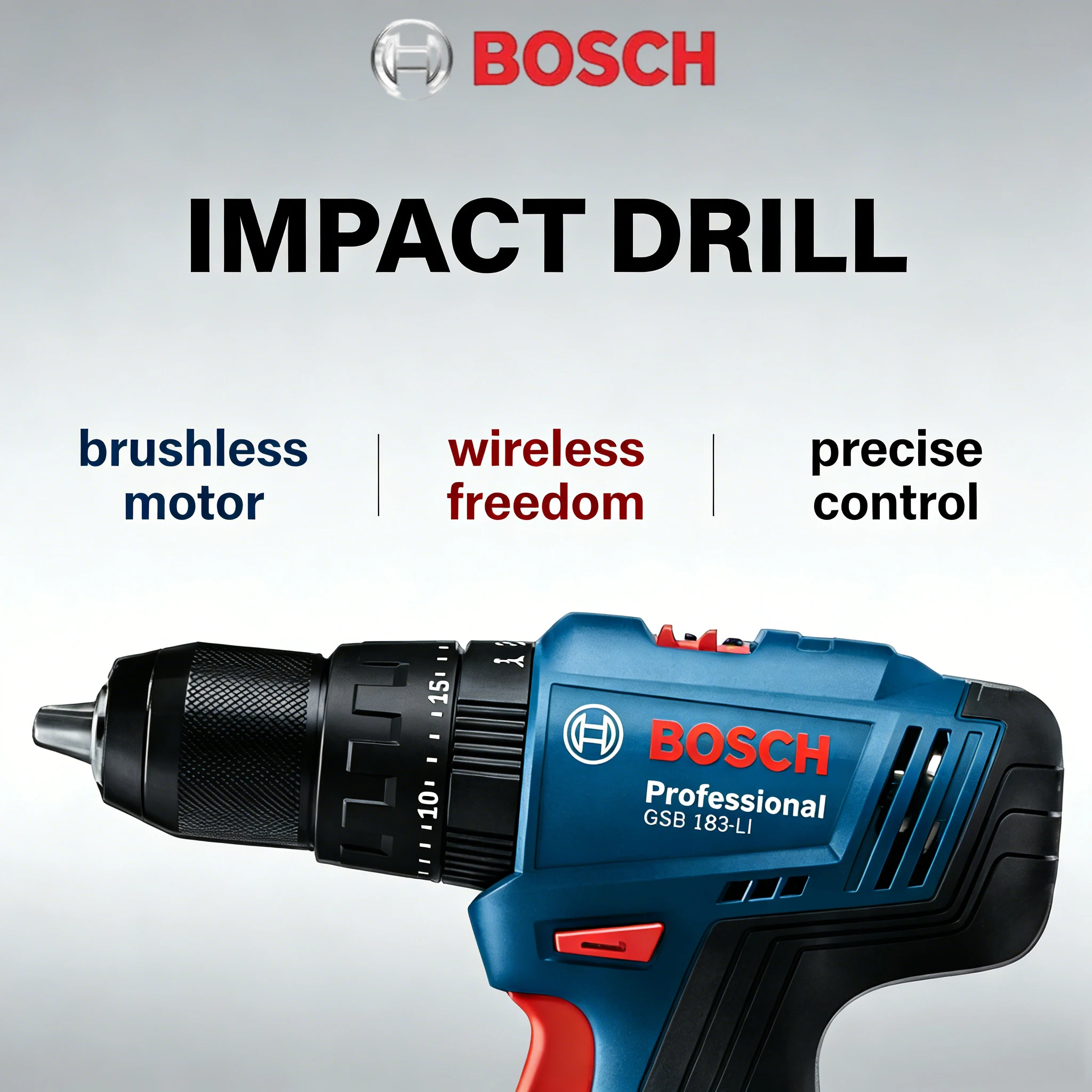 Bosch GSB 183-Li Cordless Screwdriver Drill, Variable Speed & Reverse, Ideal for Furniture Assembly & Masonry Work