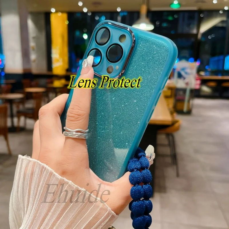 Crossbody Strap Case For Samsung Galaxy S26 S25 S24 Ultra S21 S20 S23 FE S22 Plus A57 Glitter Neck Plush Lanyard Rope Soft Cover