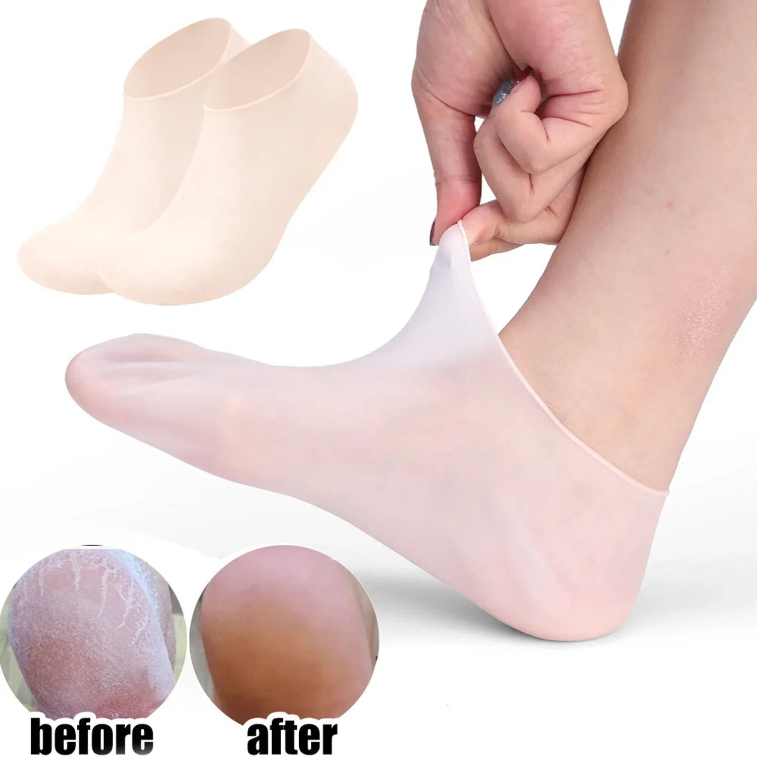 Exfoliating Anti Cracked Silicone Foot Socks 1/5Pairs Moisturizing Foot Care Sock Spa Pedicure Socks Massage Skin Care Gel Sock