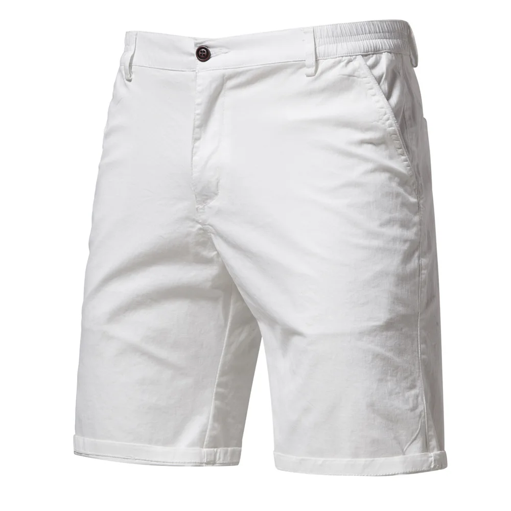 

Y2K Summer New 100% Cotton White Gym Shorts Mens Casual Business Social Elastic Waist Cargo Shorts Bermuda Beach Shorts For Men