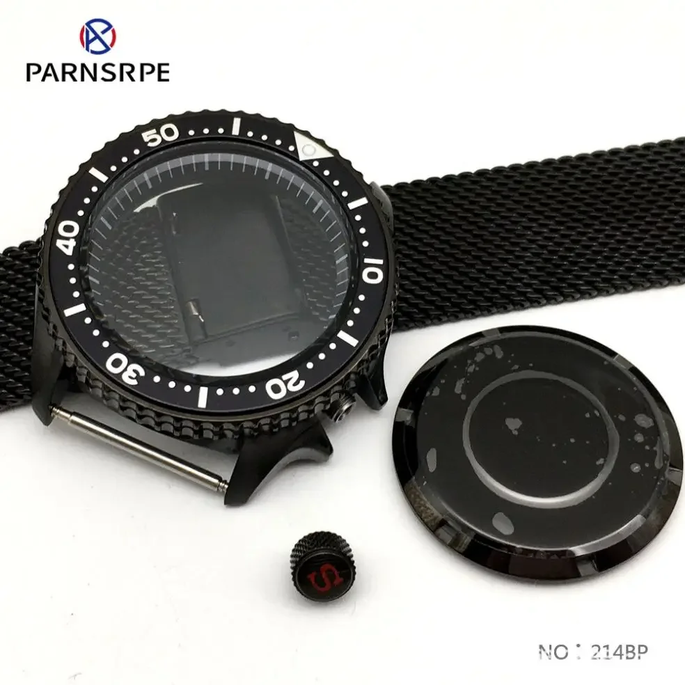 41mm nero NH35 SKX007 cassa dell'orologio misura per SK007 SKX009 sostituire NH35 NH36 movimento vetro zaffiro parti della cassa dell'orologio