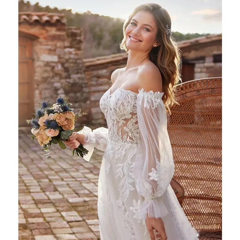 2 Ways to Wear Detachable Sleeves Sweetheart Wedding Gowns Vintage Strapless Lace Appliques Formal Dresses Backless Bridal Gown