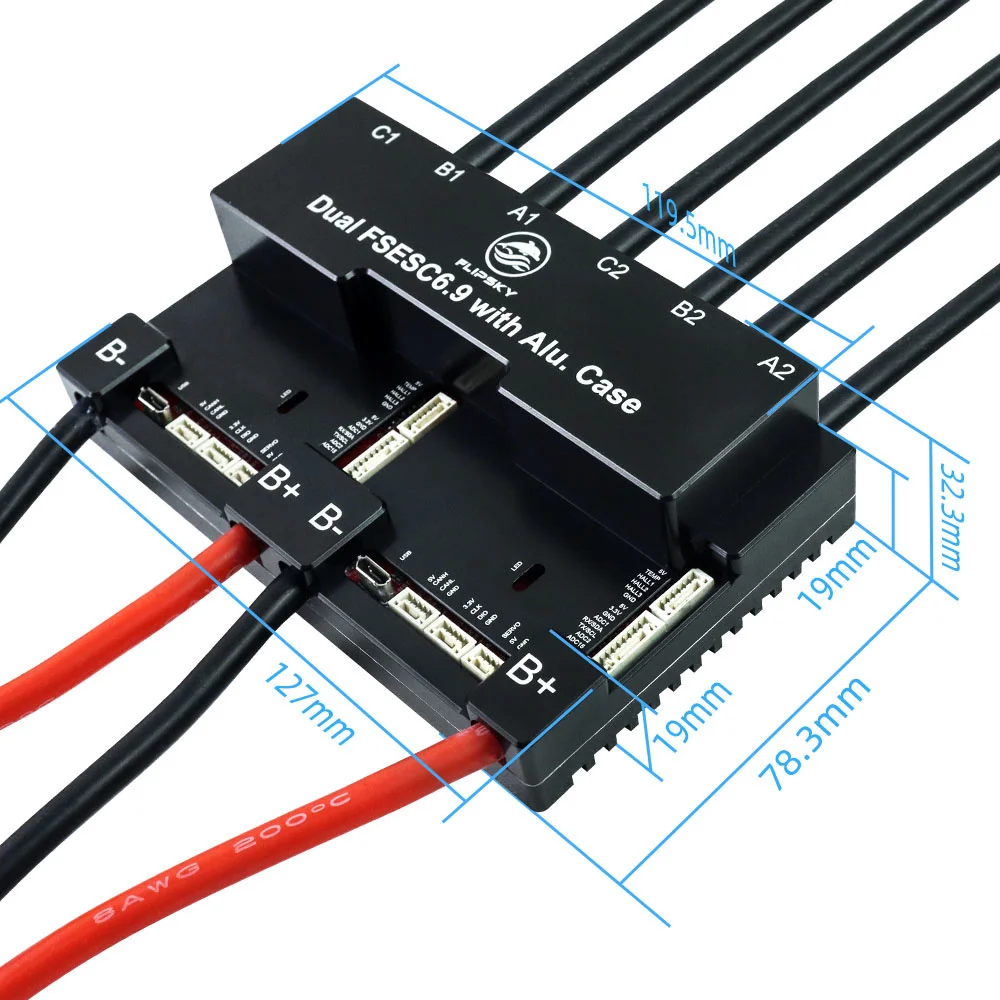 Brushless DC Motor Speed Controller FLIPSKY Dual FSESC6.9 100A base on VESC6.6 With Aluminum Case Heat Sink