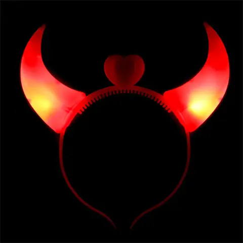 Led Devil Horn Light Up Headband Glowing Devil Horn Headwear Halloween Christmas Party Decoration Flashing Led Costume Headbands