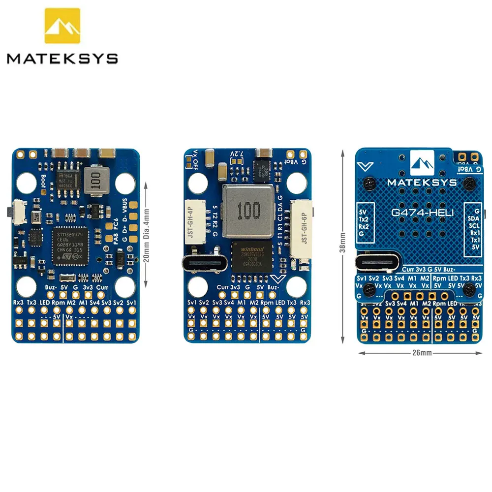 MATEKSYS RC HELICOPTER FLYBARLESS CONTROLLER G474-HELI STM32G474 ICM42688P SPL06L 2x BEC Rotorflight Firmware dla RC FPV Drone