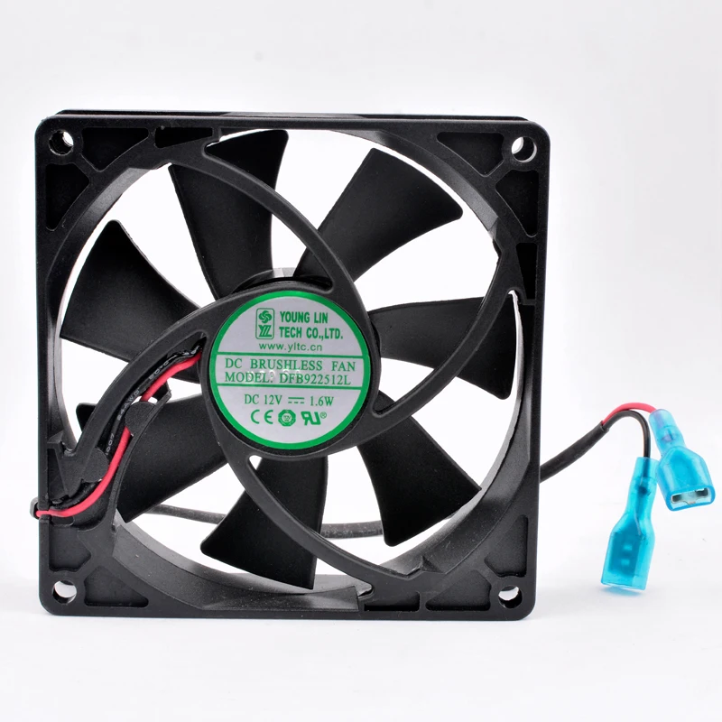 DFB922512L 92mm fan 92x92x25mm DC12V 1.6W 2 wires, double ball bearings, cooling fan for chassis power supply CPU