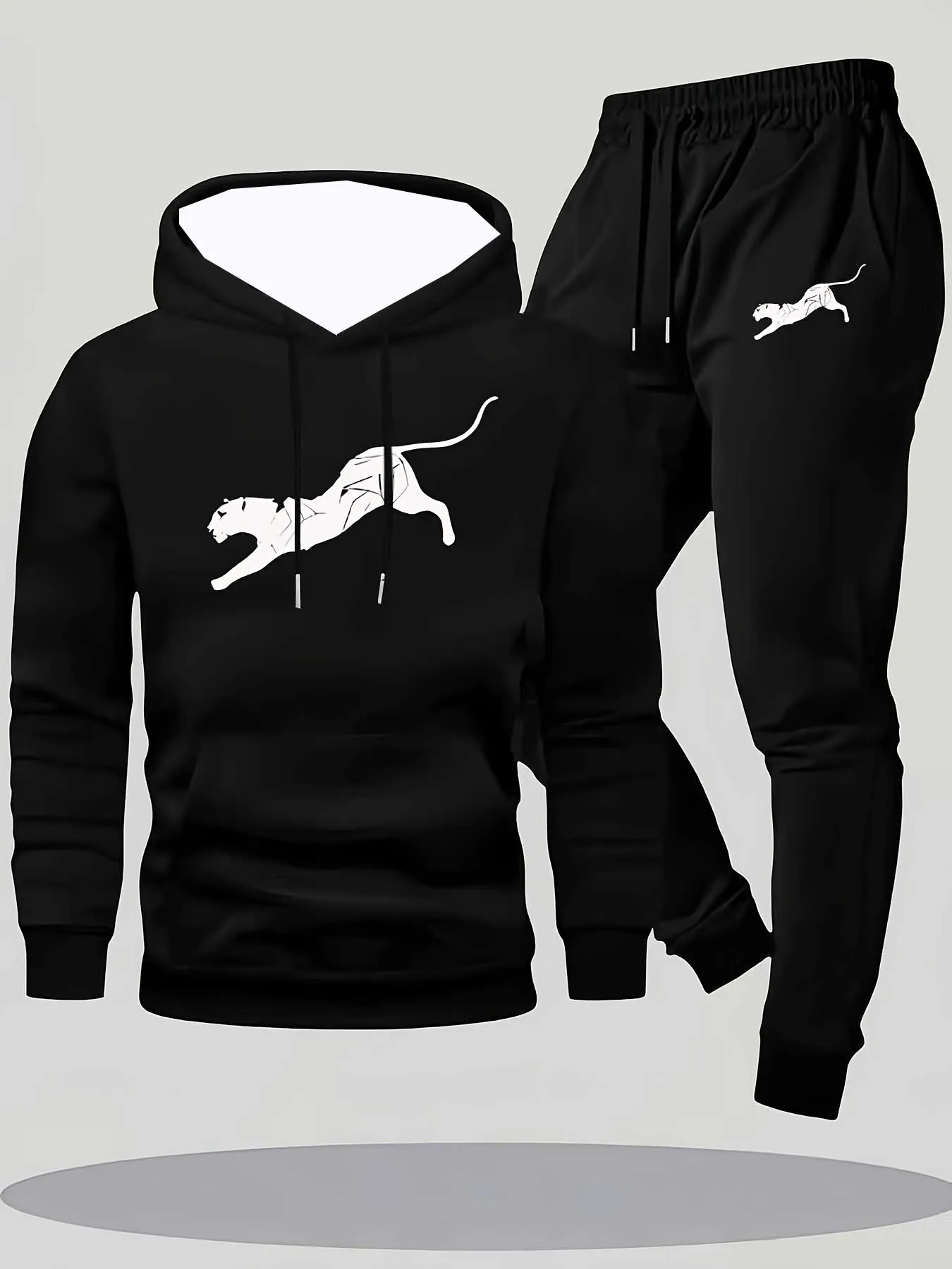 

Мужская повседневная спортивная толстовка и комплект для бега, удобная дышащая шнуровка с принтом, передний карман-кенгуру, идеально подходит для всех