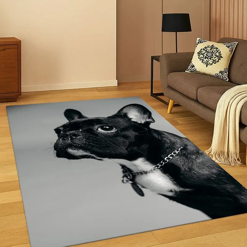 Cute Dog Puppy Cartoon Carpet Rug for Bedroom Living Room Sofa Playroom Doormat Home Decor, Game Area Rug Non-slip Gift