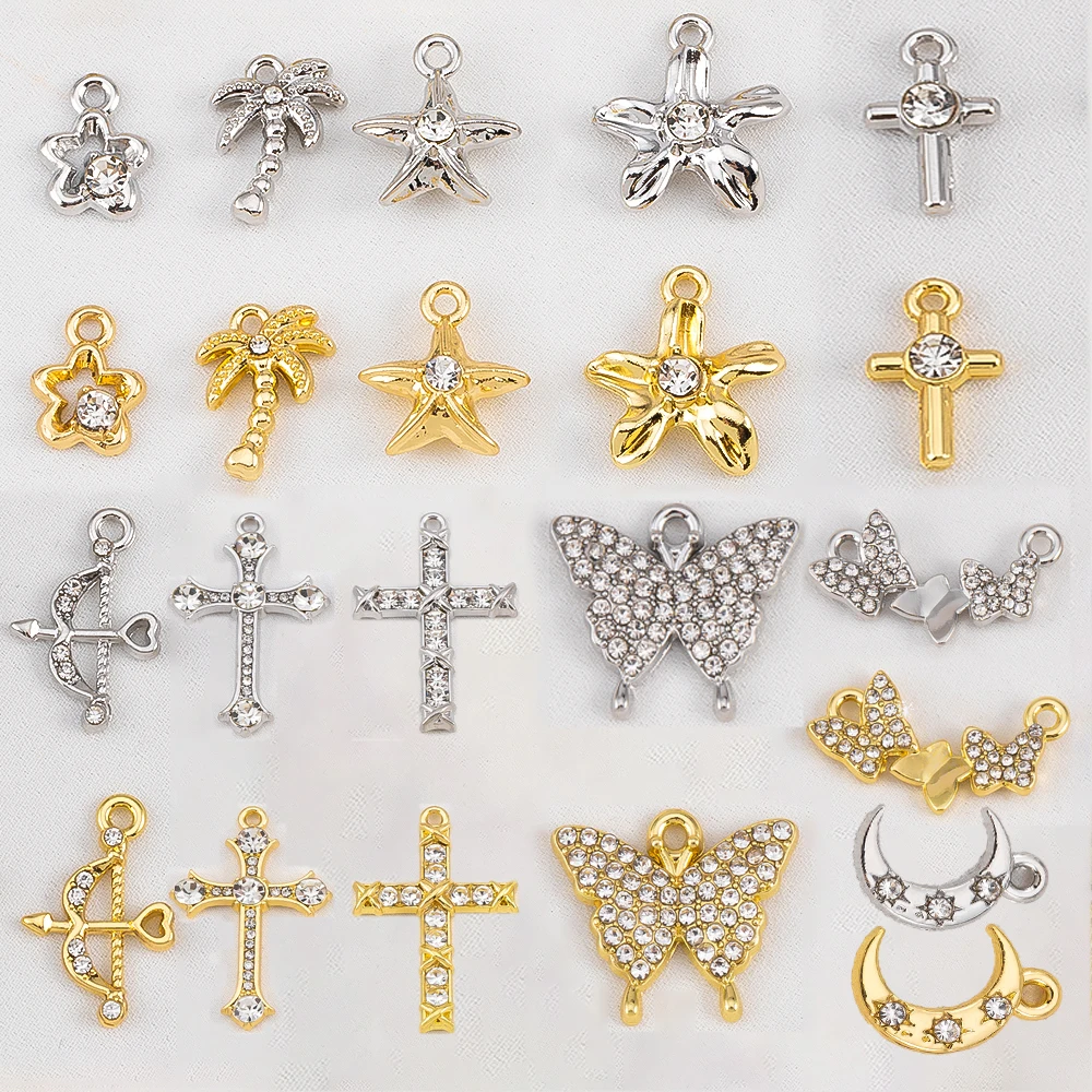 

5/6PCS High-quality Metal Copper and Zircon Charms Pendants High Quality Jewelry Making Necklace Earrings Accessories Wholesale