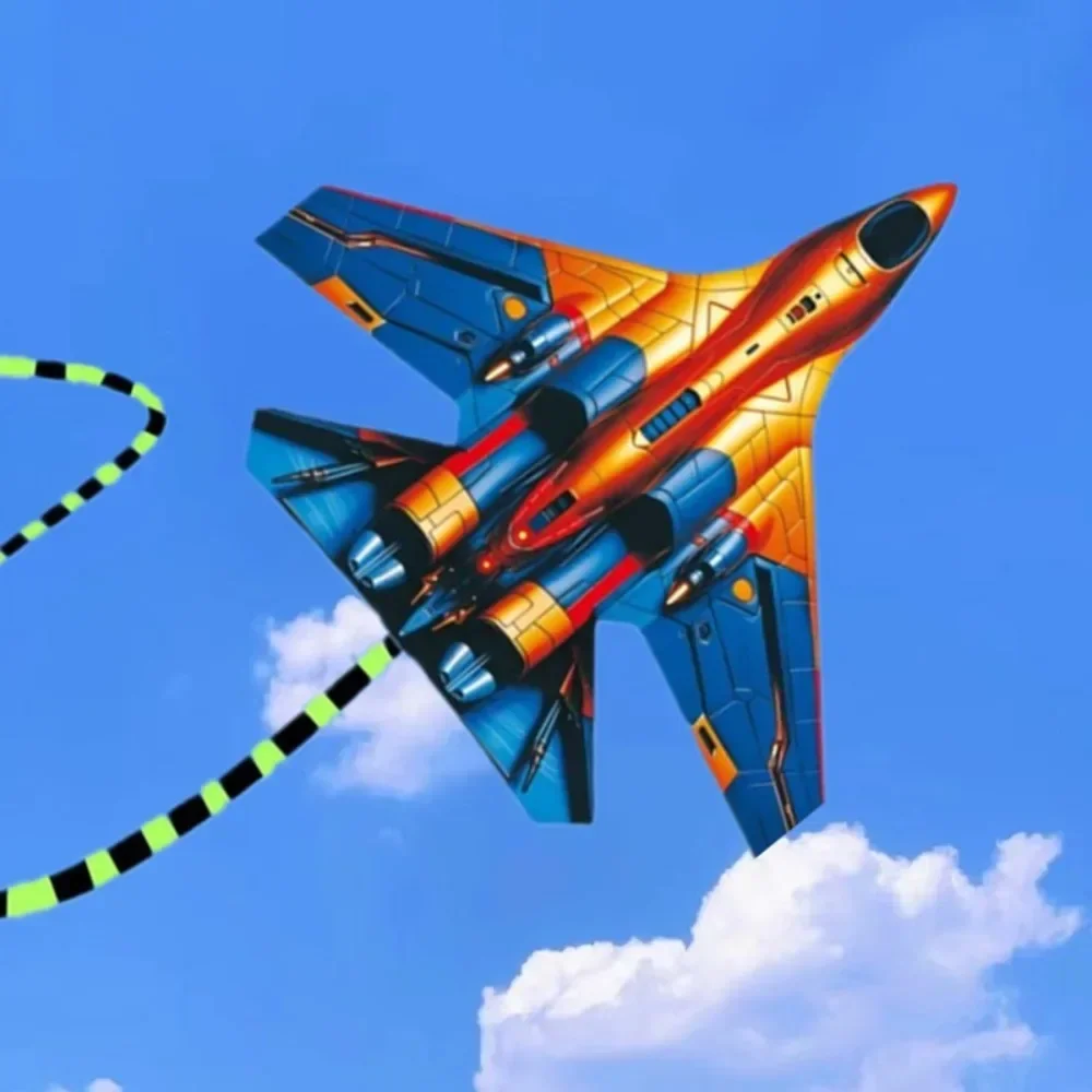 Einfach zu fliegende Flugzeugdrachen, gut fliegender schwarzer Kämpfer, großer Delta-Drachen mit 100-Meter-Drachenlinie, 1,4/1,6 m fliegendes Spielzeug für den Außenbereich