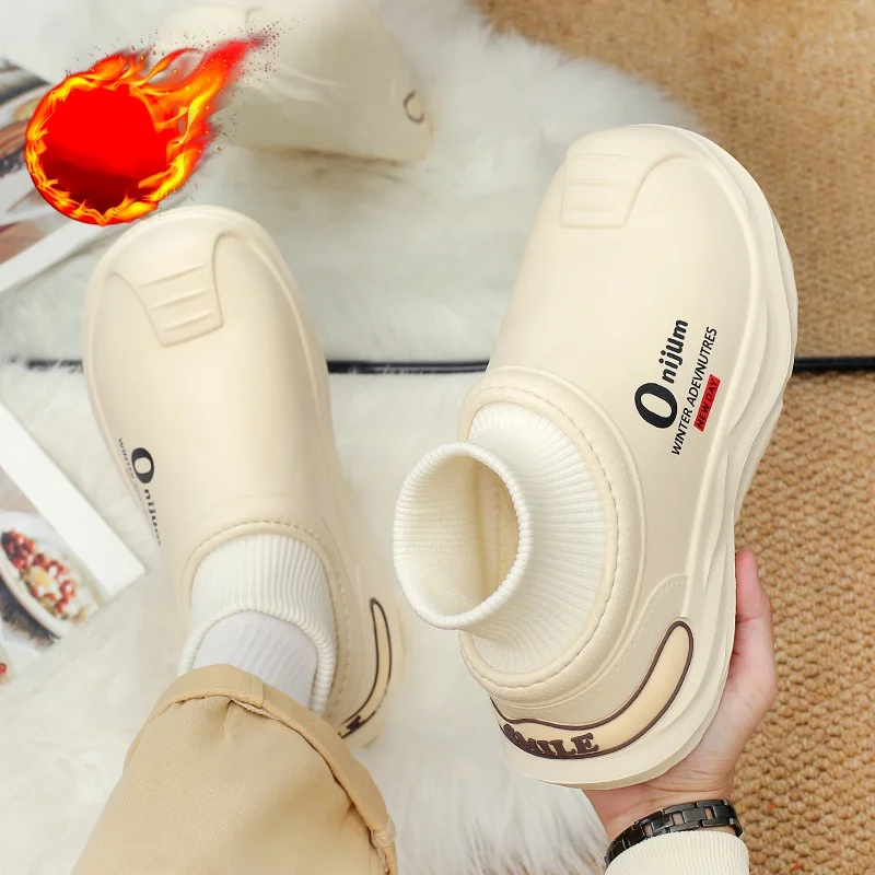 

Новые мужские осенние и зимние утепленные хлопковые туфли без шнуровки на флисовой подкладке с высоким берцем, уличные морозостойкие и морозостойкие зимние ботинки