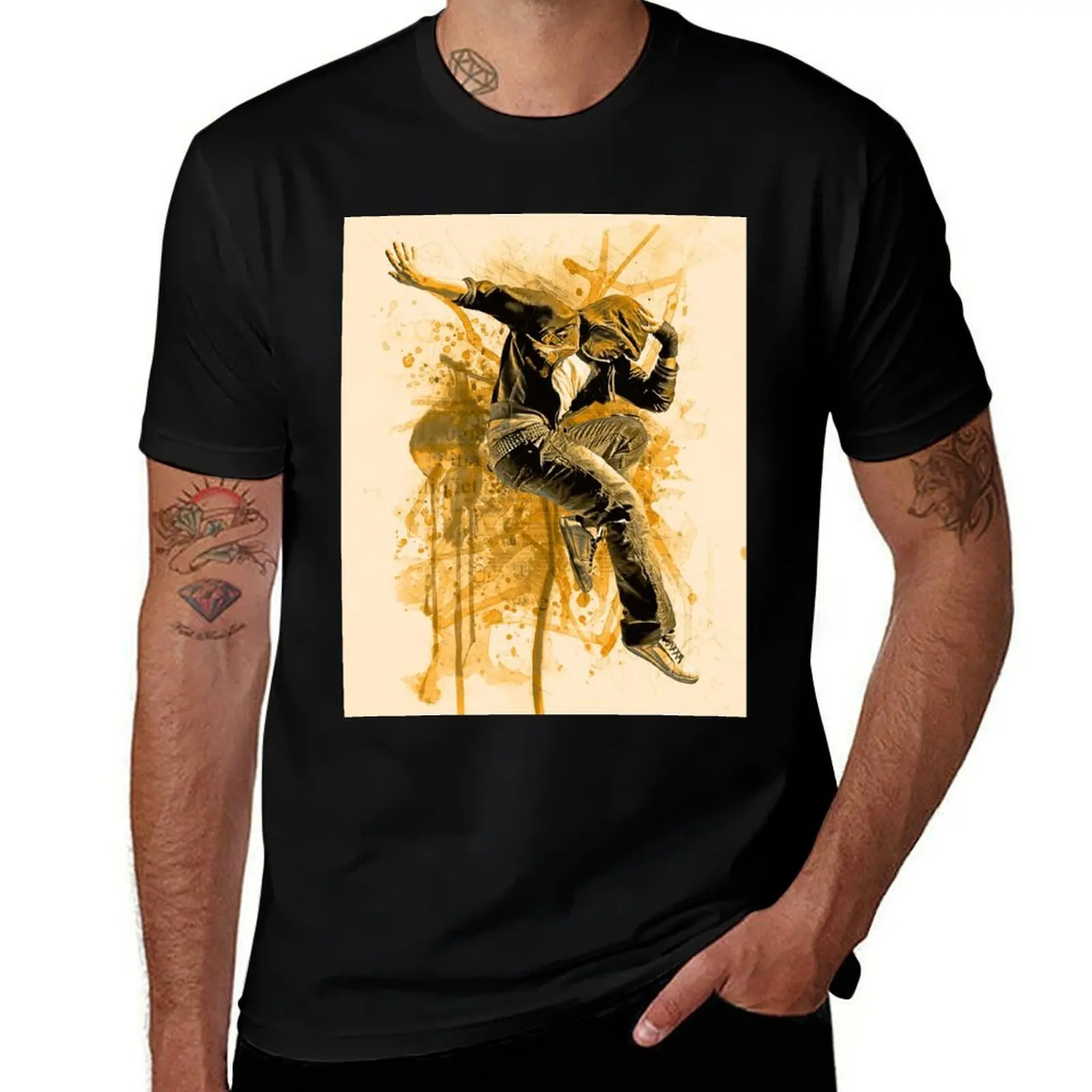l'homme, gar?on, hommes, saut, danse, hip hop T-Shirt No Iron Casual Short Sleeve Top T-Shirt