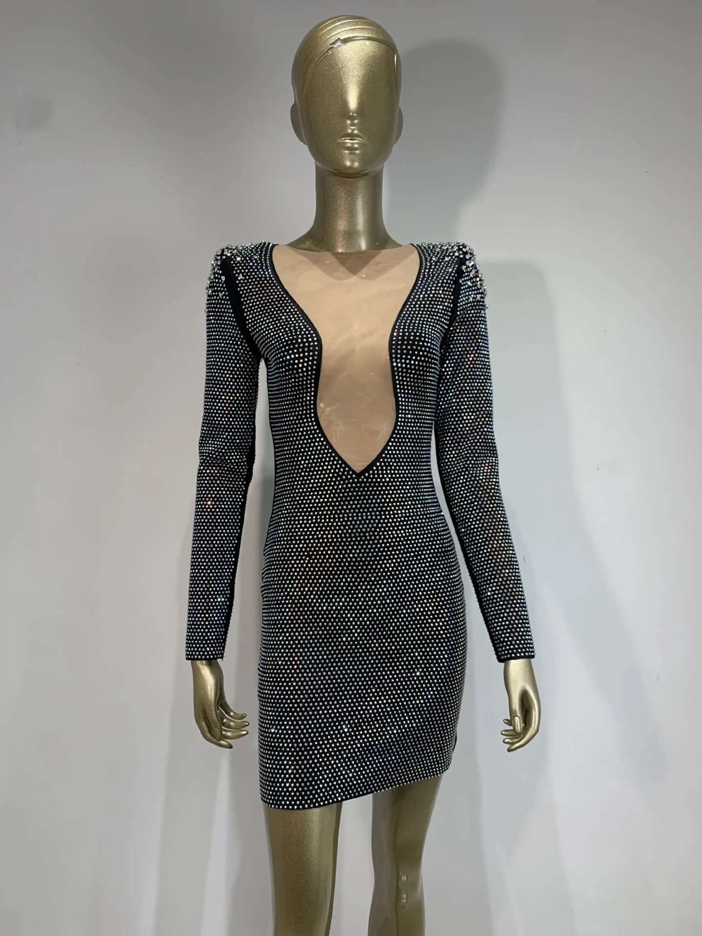 iny Diamond Otoño Invierno largo Sve Dr ropa de doble cara falda ajustada envolvente Sexy redondo Ne ort Par vestido de noche