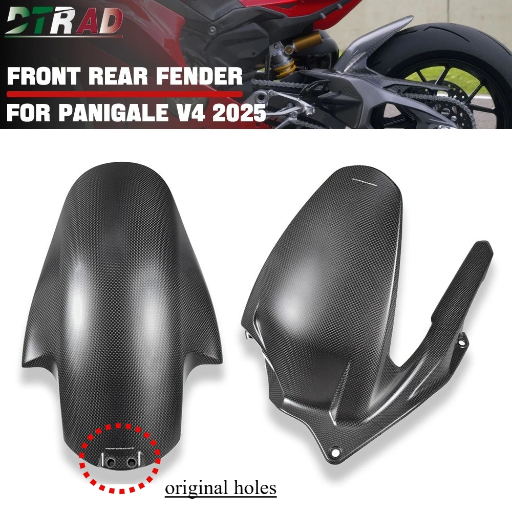 

For DUCATI Panigale V4 V4S 2025 Accessories Carbon Fiber Front Fender & Rear Hugger Chain Guards Splash Mudguards Fairings Logo