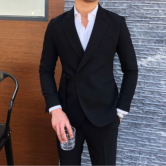 Plus Size Streetwear White Slim Fit Men Suits 2 Pieces Wedding Groom Prom Terno Masculino Custome Homme Tuxedo Blazer