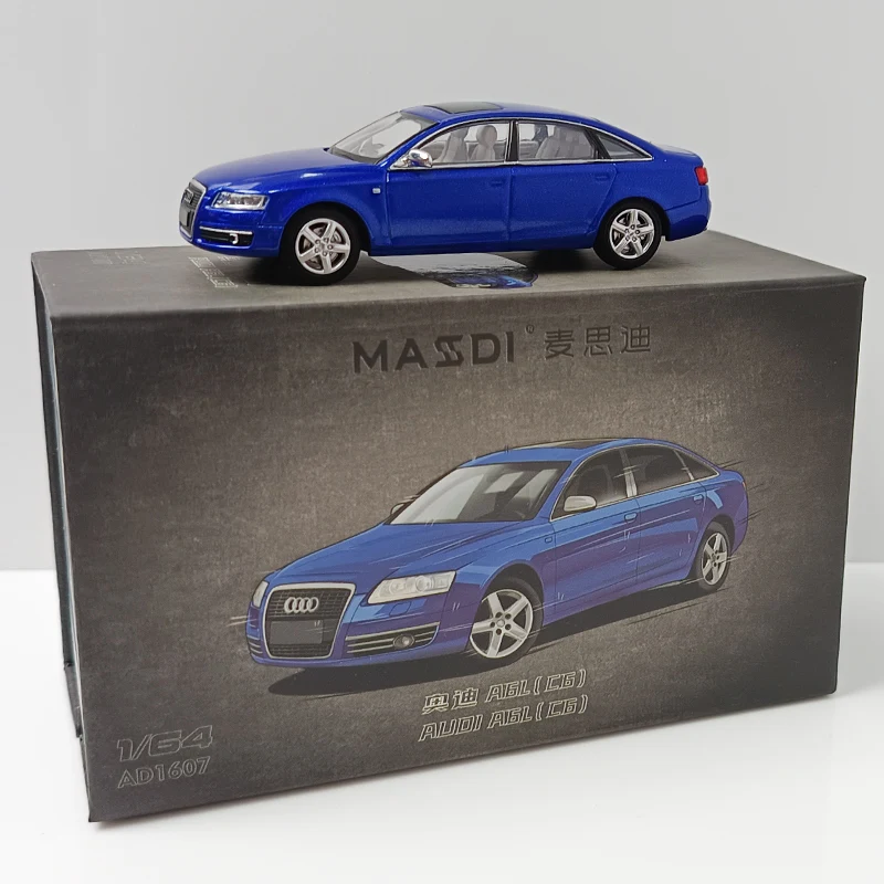 MASDI 1:64 Audi A6L(C6) الجيل السادس Bisco Blue، نموذج سيارة مصنوع من خليط معدني مصبوب، ديكور للبالغين، لعبة للمراهقين، هدية المهرجان.