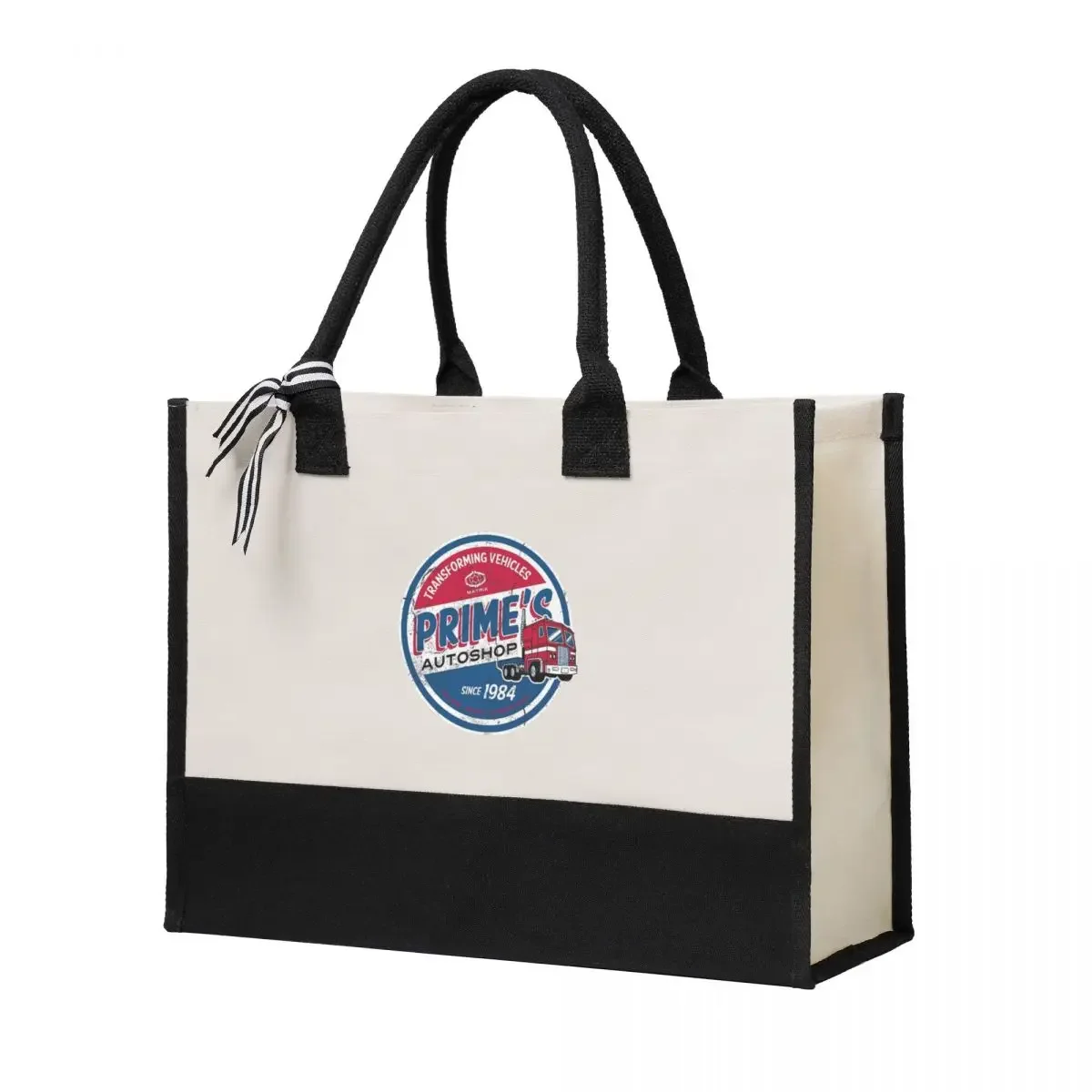 Canvas Gift Shopping Bag Prime's Autoshop - Vintage Distressed Style Canvas Large Capacity Bag Customizable Quality Gifts