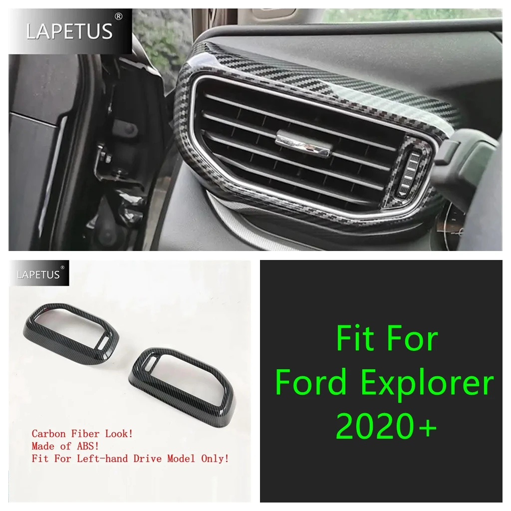 Dashboard Central Air AC Vent Outlet Decor Cover Trim For Ford Explorer 2020 - 2023 ABS Auto Carbon Fiber Interior Accessories