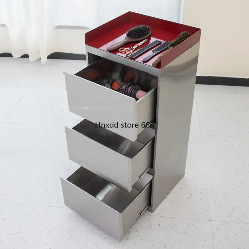 High-end barber shop stainless steel single-sided drawer three-layer hair salon special storage tool cabinet