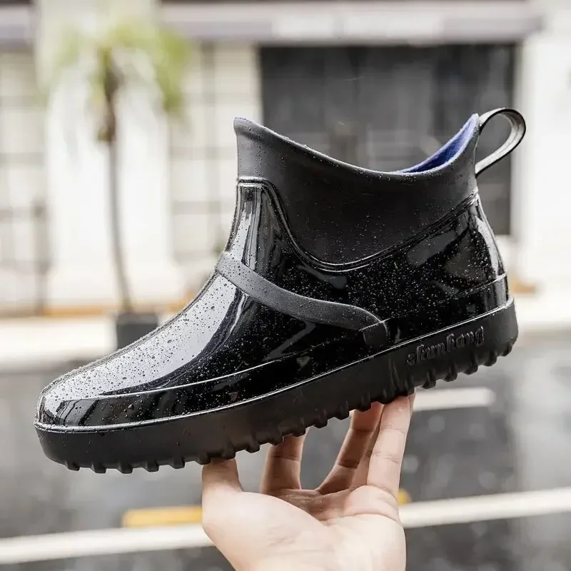 Loafers Rain Boots for Men Waterproof and Non-slip Fashion Man Shoes Resistant Rubber Gumboots Without Lacing Fishing Outdoor