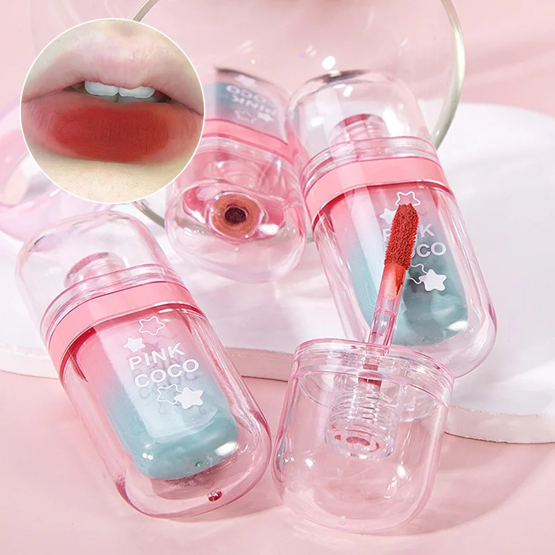 PINKCOCO 럭키 스타 매트 립 틴트 — 논트랜스퍼 포뮬러, 피부 톤 강화, 시크하고 오래 지속되는 벨벳 매트 마감 립 머드
