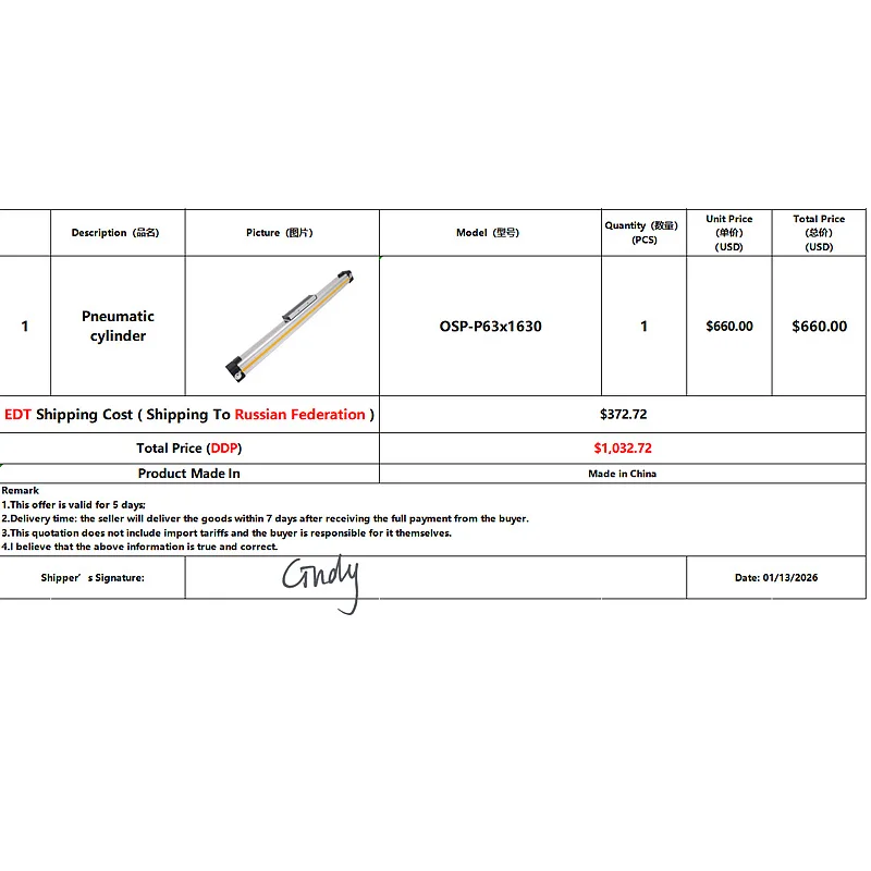 

Пневматический цилиндр OSP-P63x1630, 1 шт.