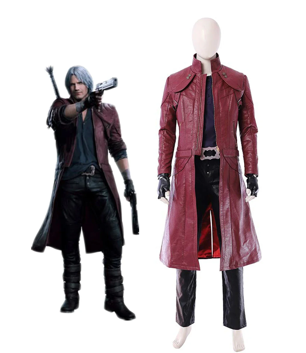 Dante Cosplay Costume Deluxe Leather Full Set Custom Made Any Size for Unisex