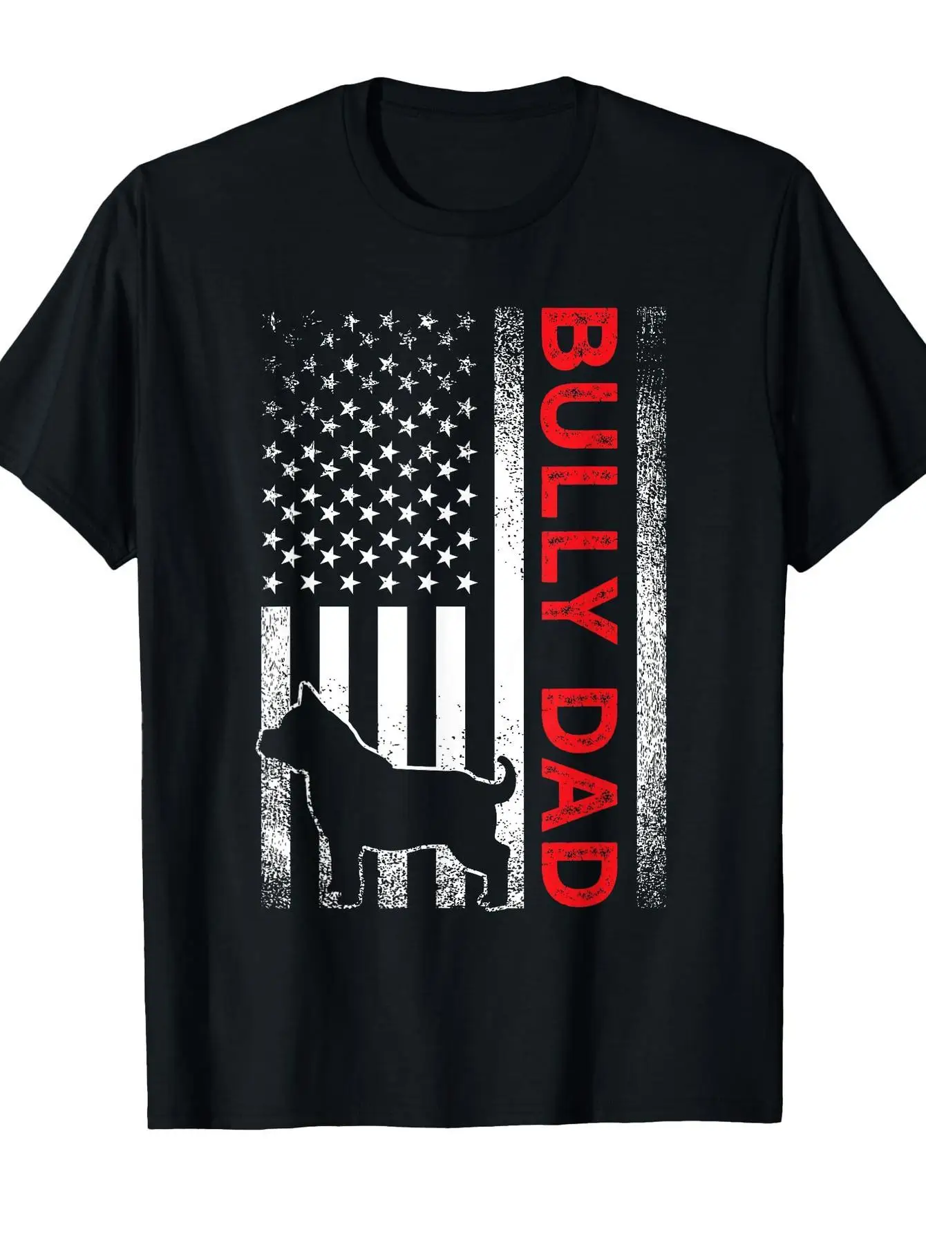 

Vintage Bulldog American Flag Dog Dads T-Shirt 100% Cotton O-Neck Short Sleeve Summer Casual Mens T-shirt Streetwear