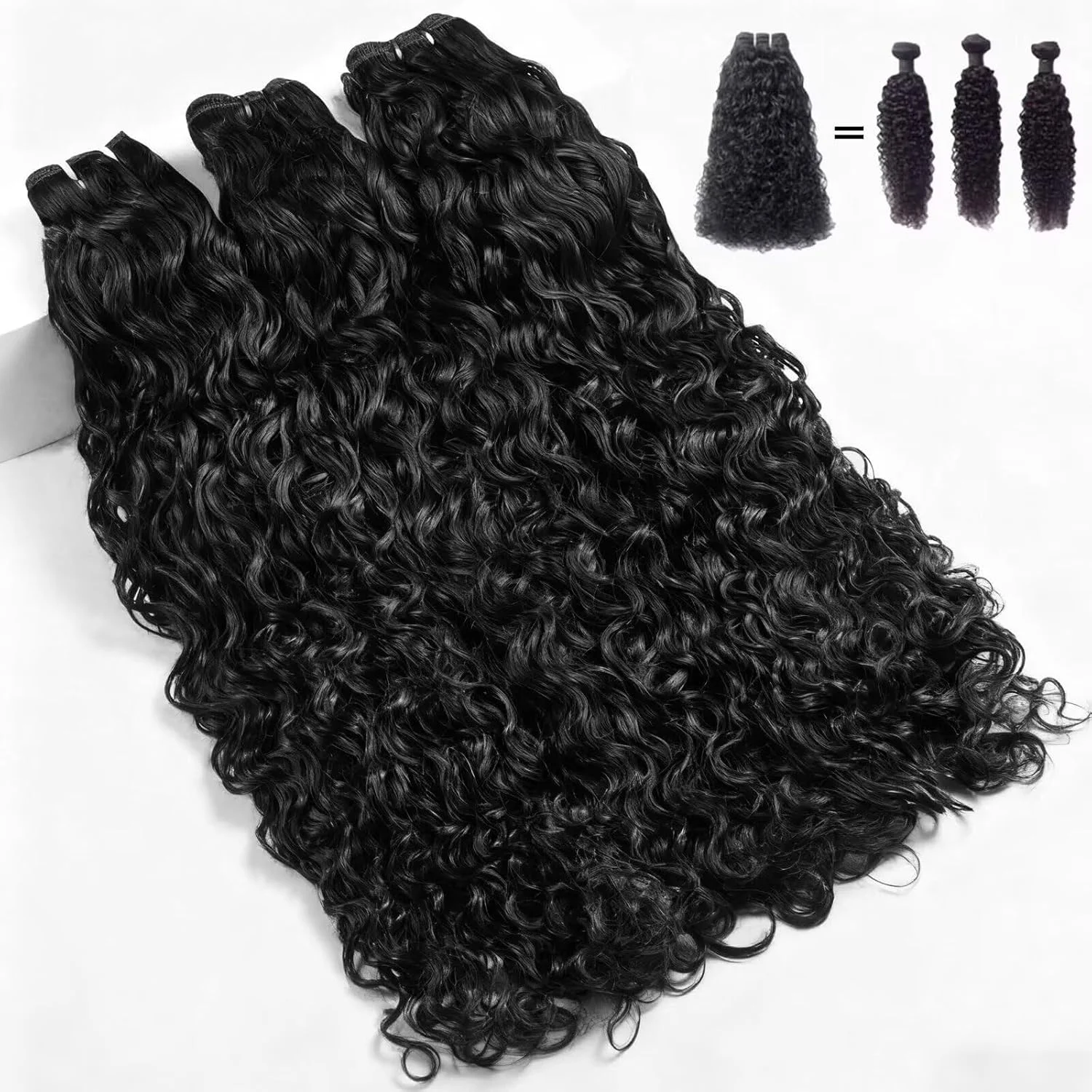 Water Wave Human Hair Bundles Curly Hair Bundles Wet and Wavy Deep Curly Raw Virgin Human Hair Extensions 12-32 Inch