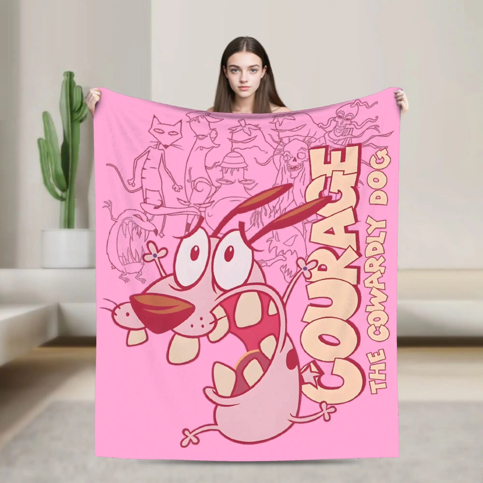 Couraged Cowardlys Dogs Plush Blanket Cartoon Creative Throw Blankets for Home 125*100cm Quilt,