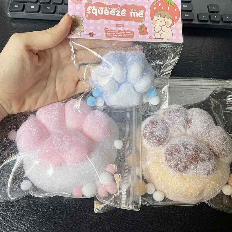 Juguetes para apretar con forma de pata de gato, juguetes relajantes suaves y bonitos para aliviar el estrés, descompresión pegajosa, pellizco, pata de gato, alivio del estrés, juguete para regalo