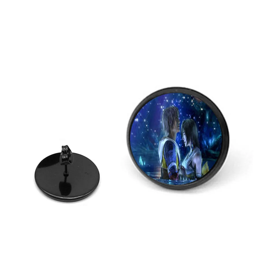Boucles d'Oreilles Cool pour Bol, 2 Pièces, Anime, Final Net, Rond, Noir, Forme Ronde, Beau Fermoir