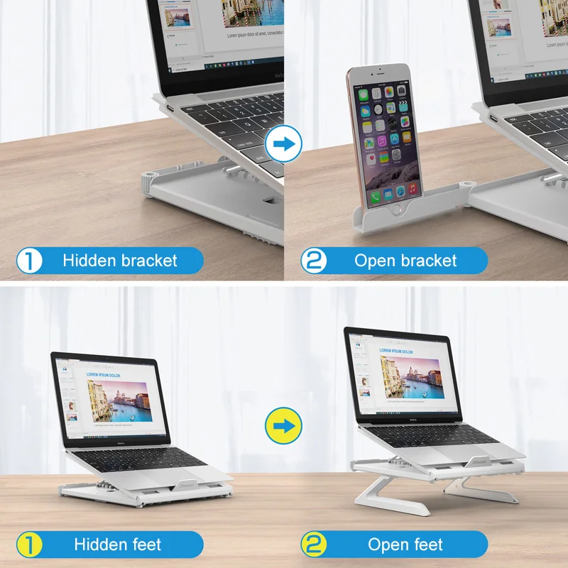 MacBook Pro hava dizüstü destek PC için Laptop standı taşınabilir Tablet iPad Xiaomi bilgisayar için standı telefon braketi dizüstü tutucu