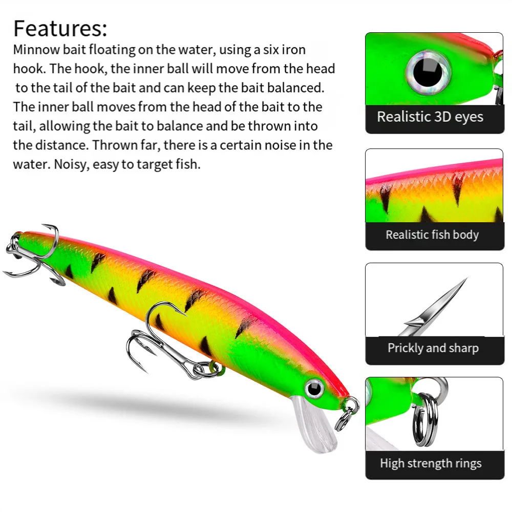 9.5cm Classic Topwater Pencil Minnow Fishing Lure 8.5g Wobbling Action Artificial Hard Bait Carp Mini Fishing Lures Pesca Tackle