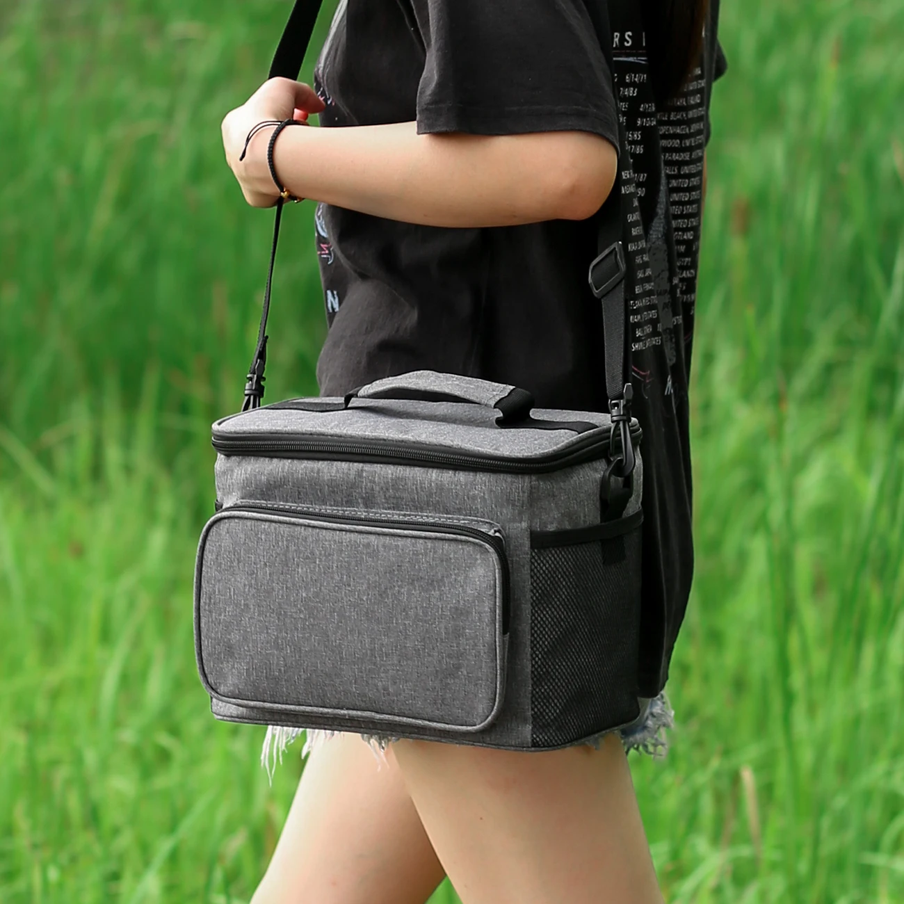 Isolierte Lunchtasche, große Lunchtaschen für Damen und Herren, wiederverwendbare Lunchtasche mit verstellbarem Schultergurt – Detail 1
