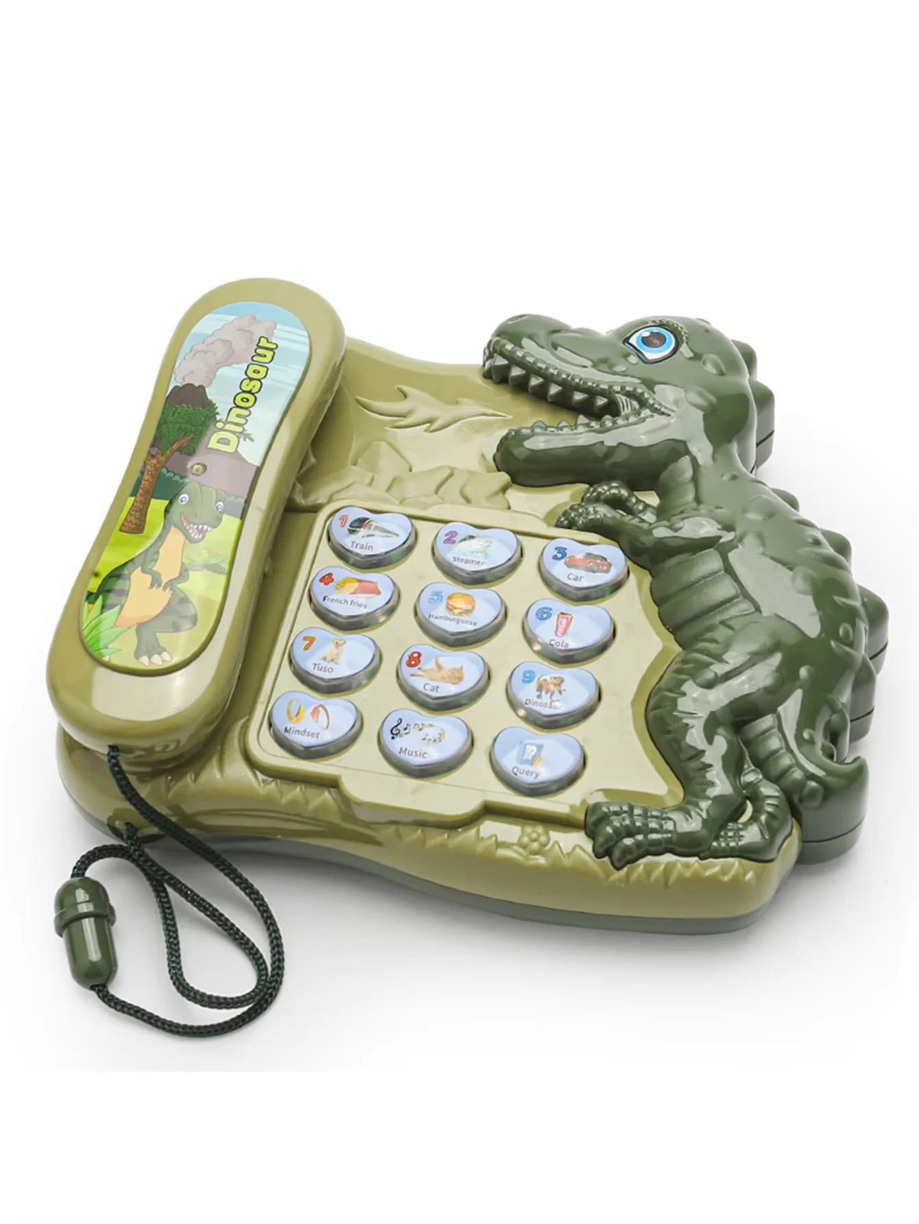 これは恐竜の形をした携帯電話のおもちゃ、子供へのギフトに適した多機能発光ライトミュージックおもちゃです。