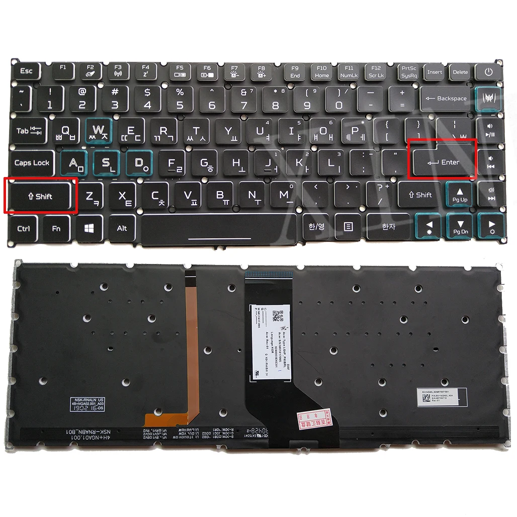 Korean Layout RGB Backlit keyboard For ACER Predator Triton 500 PT515-51 PT515-51-74D3 KR Layout