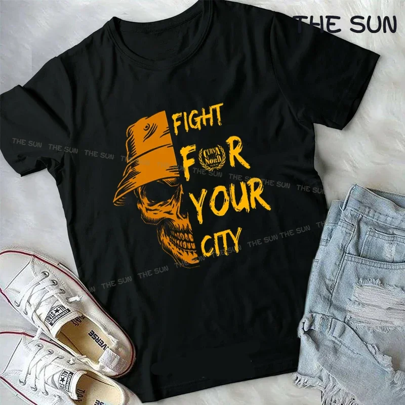 

Fight for Your City Printing Shirt Casual T-Shirt Street Fashion Short Sleeve Clothing Streetwear Men's Hip Hop Cotton