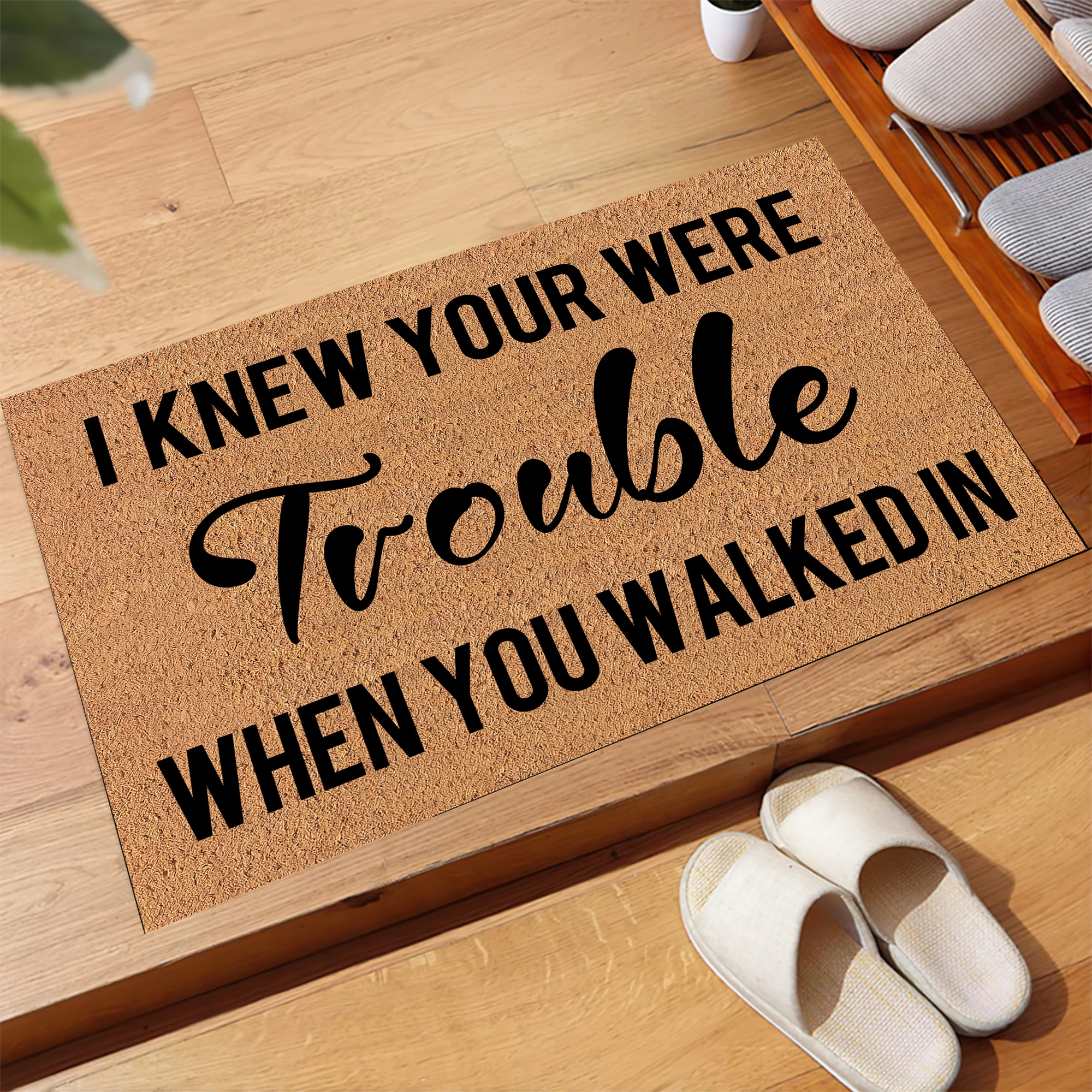 

I Knew Your were Trouble Doormat Rubber Non-Slip Funny When You Walked In Mats for Entryway Door Mat Indoor Floor Kitchen Rugs