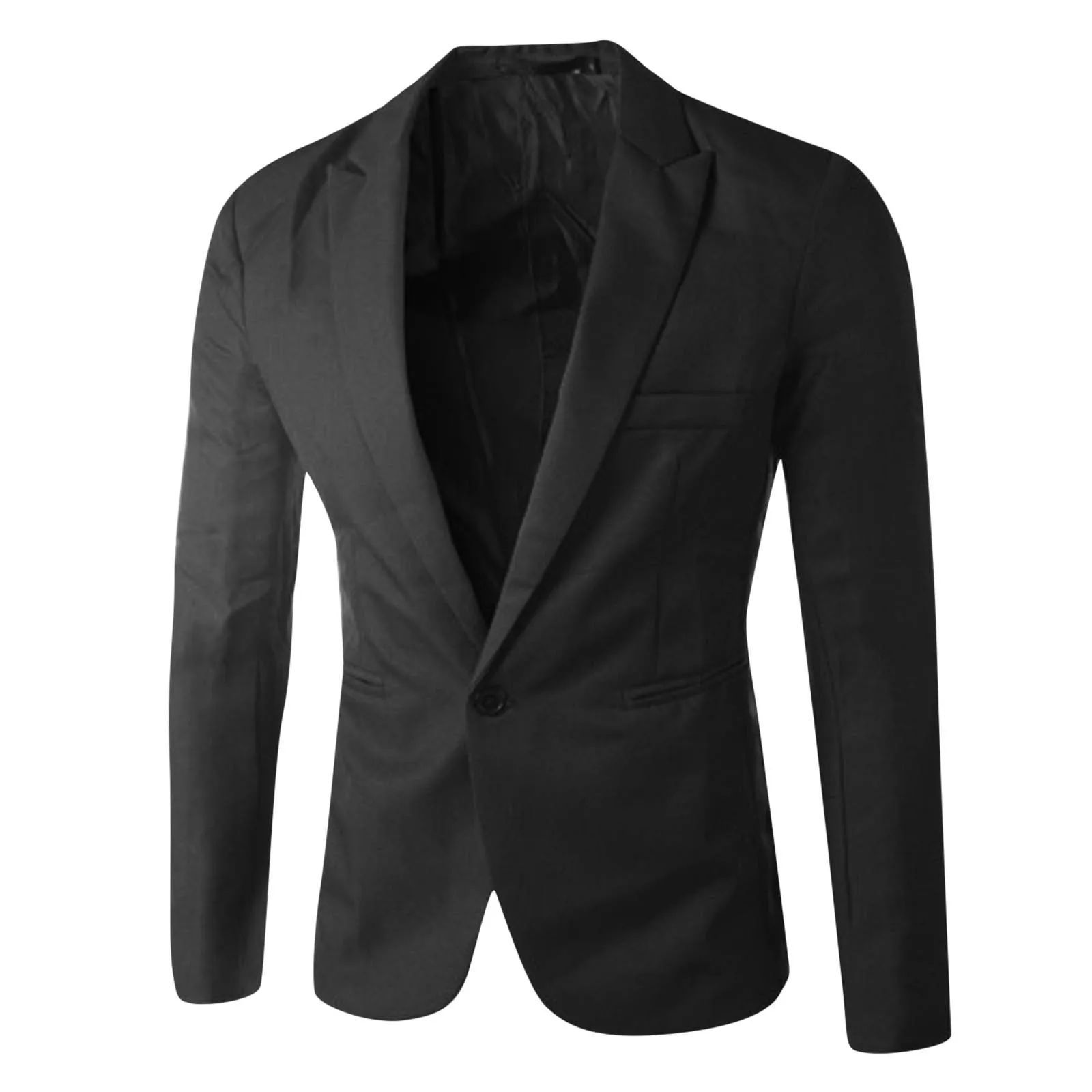 

Busniess Suit Caot Korean Fashion Men'S Casual Slim Fit One Button Suit Coat Tops Solid Color Blazers Outwears Suits For Men