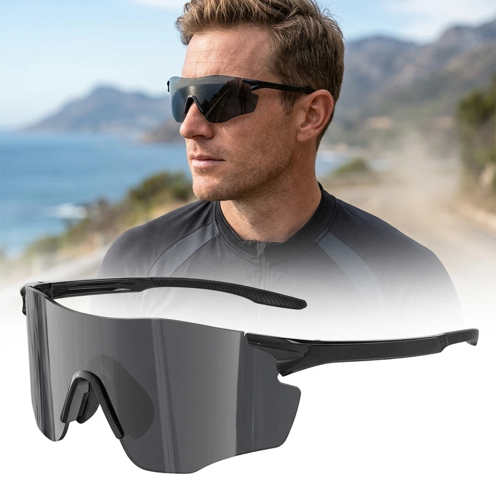 

Спортивные велосипедные солнцезащитные очки UV400 для активного отдыха, бега, езды на велосипеде, рыбалки, вождения, без оправы, из TR90, легкие, ветрозащитные, для мужчин и женщин