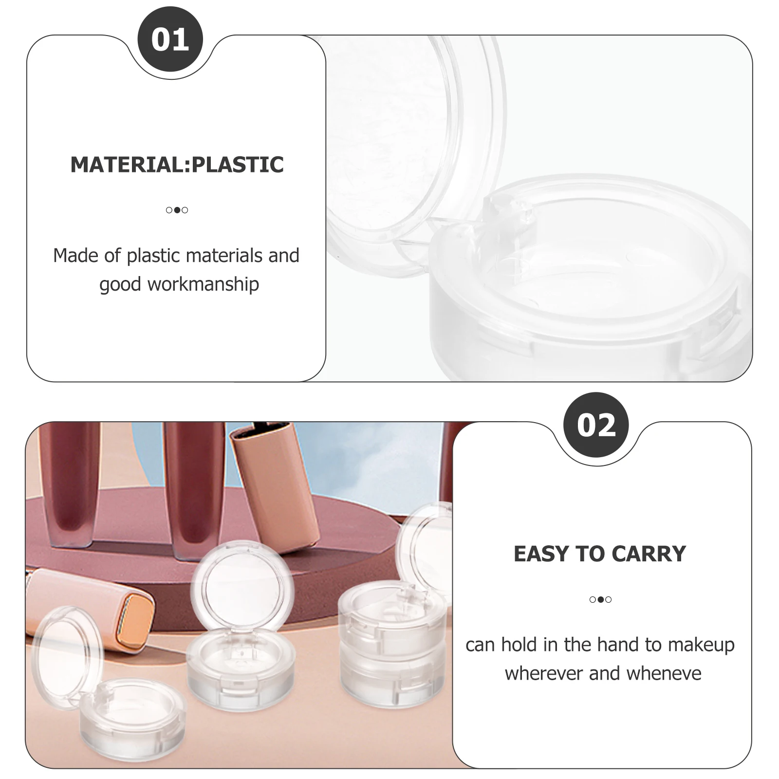 

4 Pcs 26mm Eye Shadow Pan Empty Case Plastic Travel Blush Highlighter Lip Balm Container Refillable Cosmetics Packaging Portable