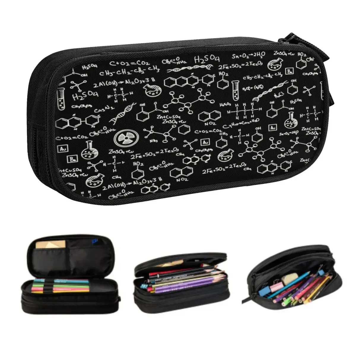 

Custom Science Chemistry Pattern Cute Pencil Cases Boys Gilrs Large Storage Chemical Lab Tech Pencil Box Students Stationery