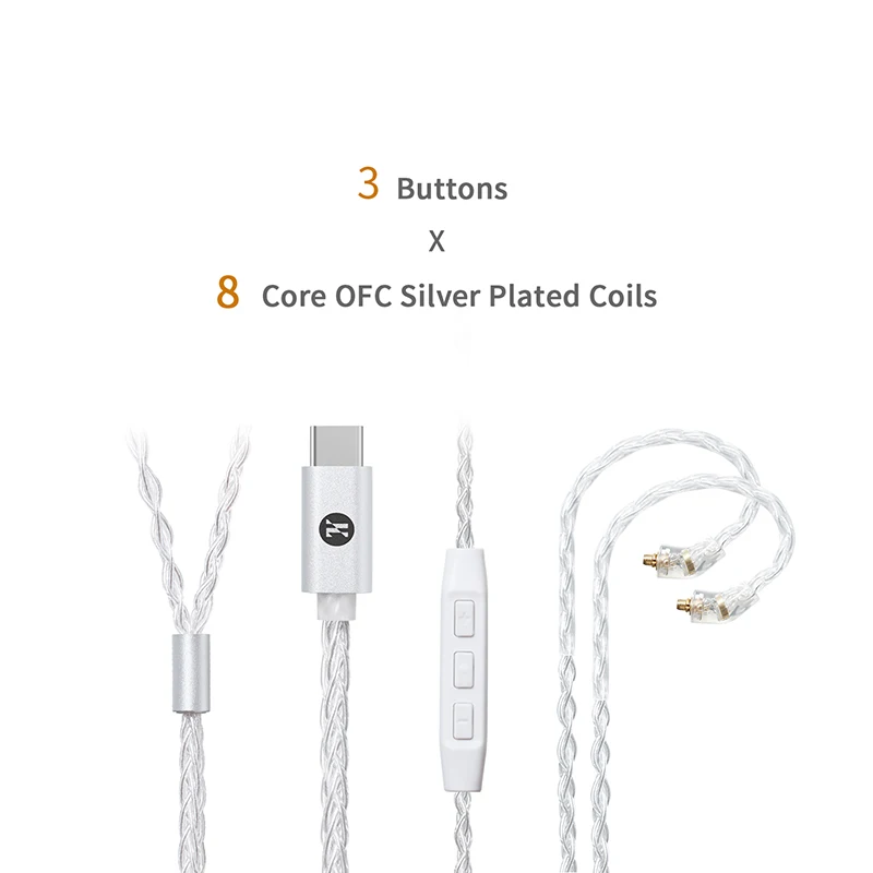 Кабель jмелкозернистый для наушников, 8 ядер, 0,78 мм, с микрофоном