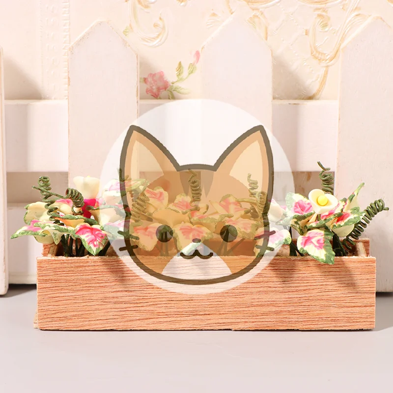 

1:12 Dollhouse Miniature Flower Bushes Potted Plant Flower Bed Flower Bonsai Model Garden Home Decor Doll House Accessories